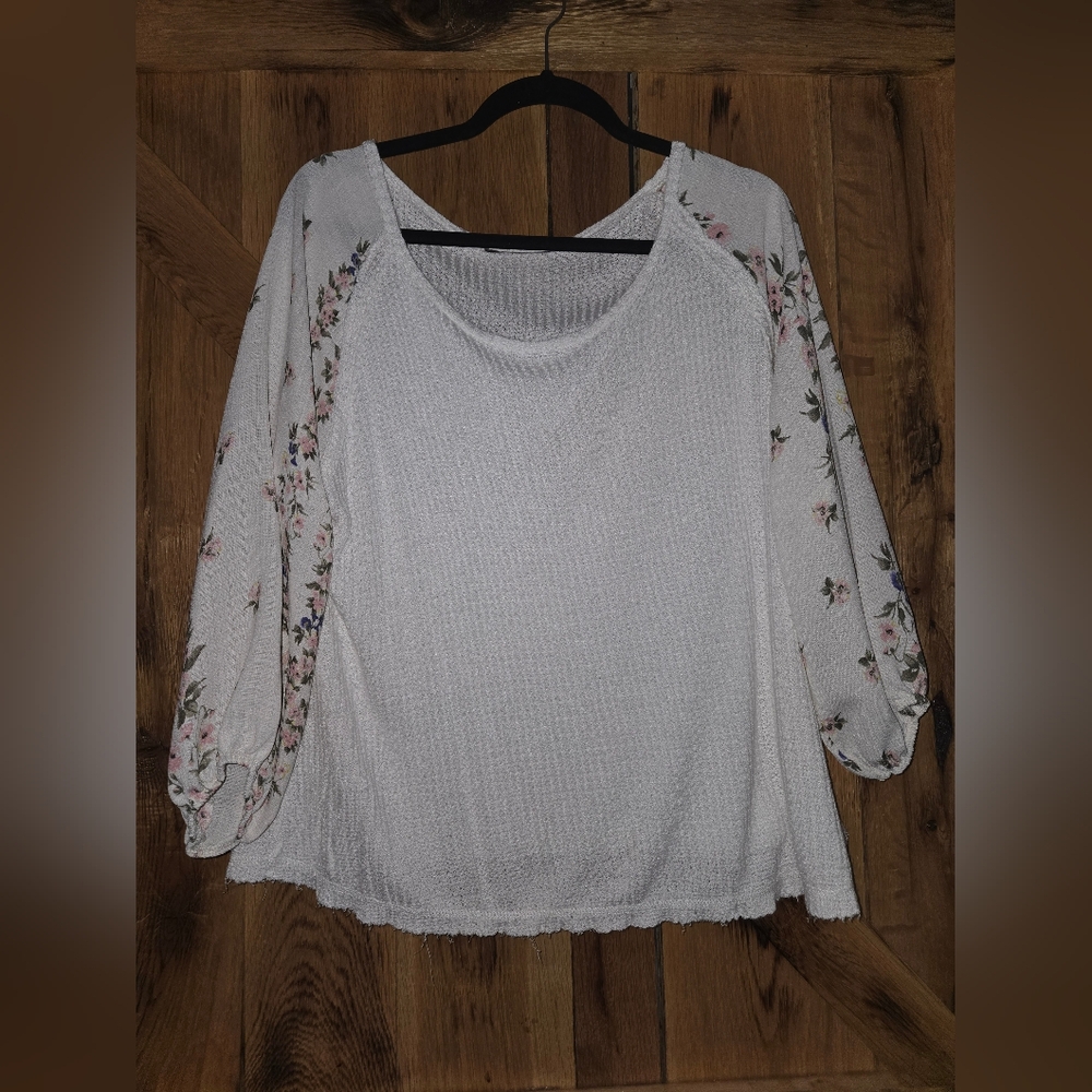 White Embellished 3/4 Sleeve Blouse